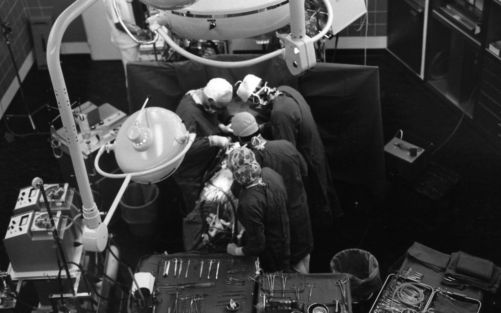 Surgeon in a Swiss cantonal hospital operating on Tdh children for free, 1967